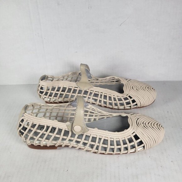 Ruby Label Women Woven Beige Lattice Mary Jane Flats Size 36 US 5/5.5 - Picture 5 of 8